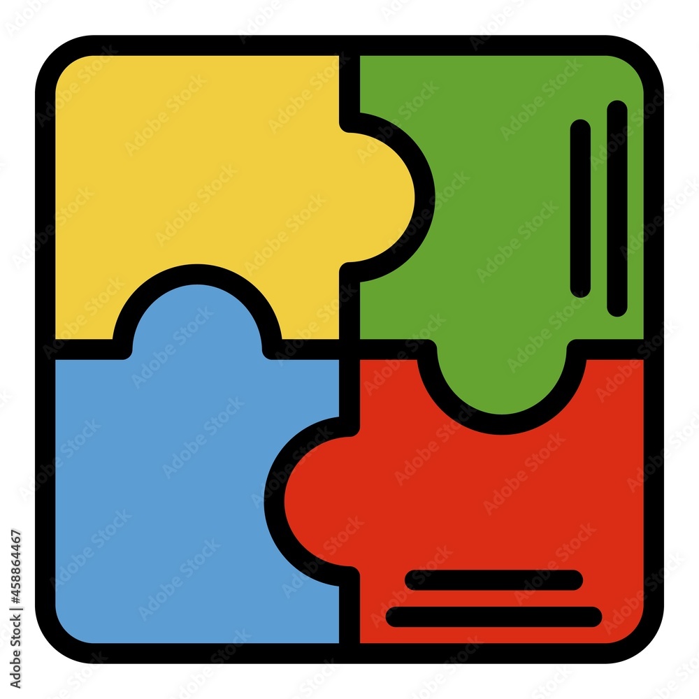 Poster puzzle scheme icon. outline puzzle scheme vector icon color flat isolated