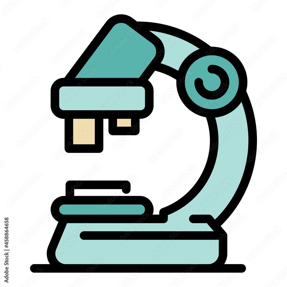 Poster microscope icon. outline microscope vector icon color flat isolated
