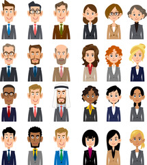 スーツを着た様々な人種の男性と女性の上半身
