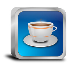 Button with a Cup of Coffee - 3D illustration