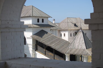 Orthodox white church on a background of blue sky