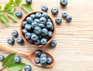 Blueberries on wooden background