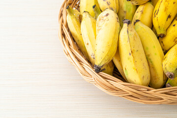 fresh yellow bananas in basket