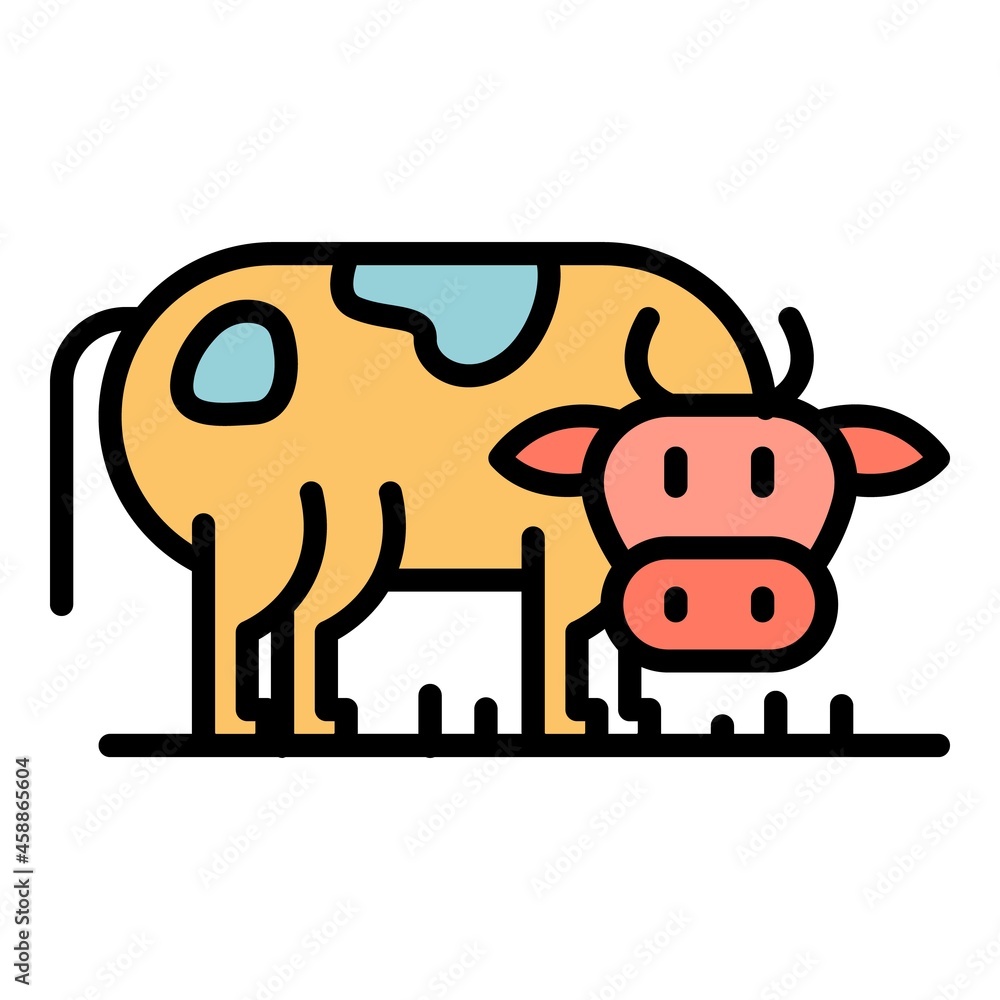 Poster cow side view icon. outline cow side view vector icon color flat isolated