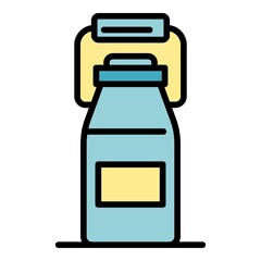 Bottle of kefir icon. Outline bottle of kefir vector icon color flat isolated