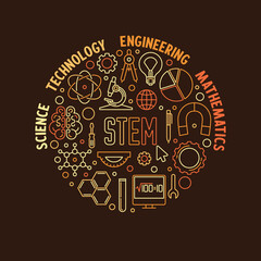 Science STEM vector circular concept colored banner