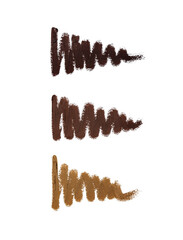 Cosmetic pencil strokes isolated on white