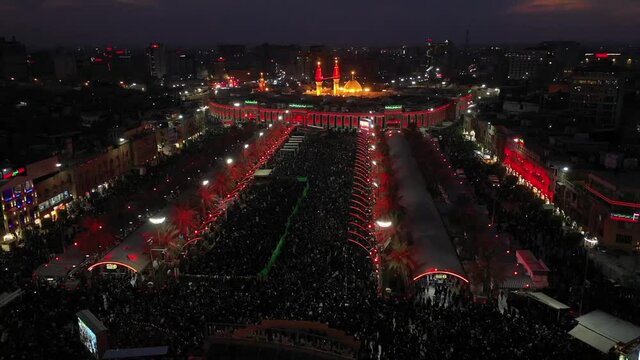 arial view of Imam Hussein Holy Shrine in Karbala iraq