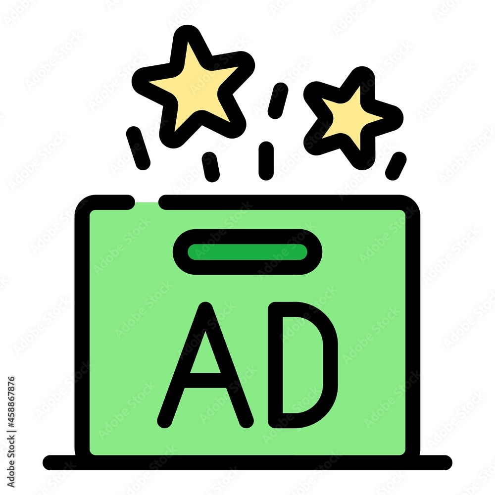 Poster ad box icon. outline ad box vector icon color flat isolated