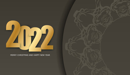 Brochure 2022 Merry Christmas and Happy New Year Brown color with abstract light ornament