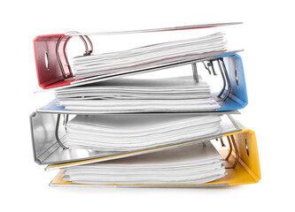 Office folders on white background