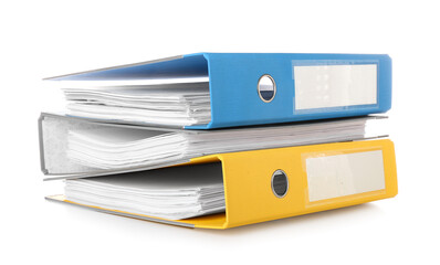 Office folders on white background