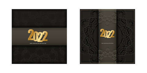 2022 brochure happy new year brown color with vintage light pattern