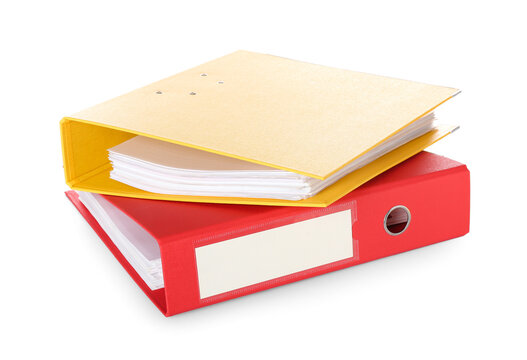 Office folders on white background