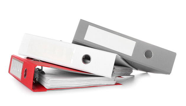 Office folders on white background