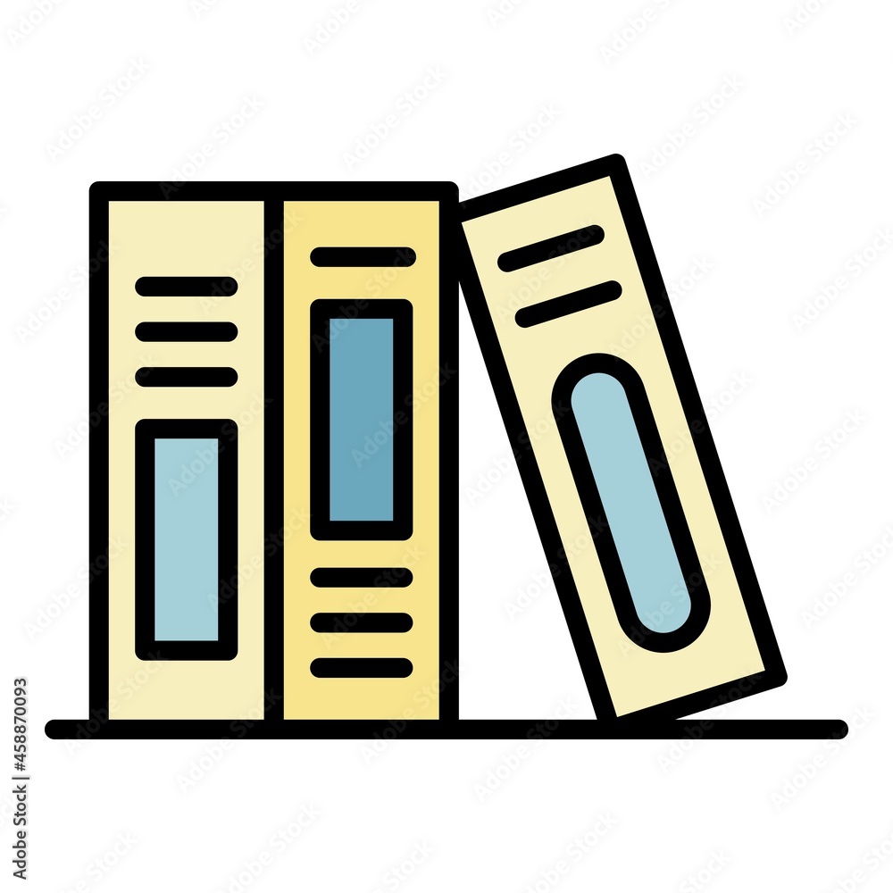 Poster folders on a shelf icon. outline folders on a shelf vector icon color flat isolated