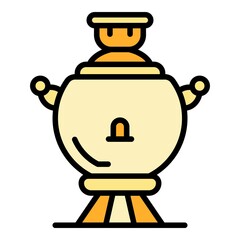 Ancient samovar icon. Outline ancient samovar vector icon color flat isolated
