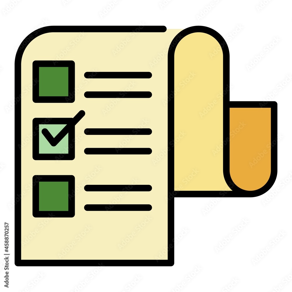 Poster long checkbox list icon. outline long checkbox list vector icon color flat isolated