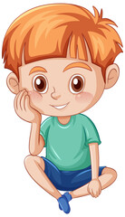 Little cute boy cartoon character on white background