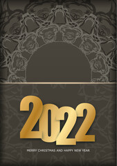 2022 Merry Christmas and Happy New Year Brown Color Flyer with Abstract Light Pattern