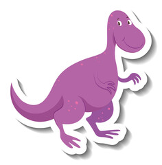 Cute purple dinosaur cartoon character sticker