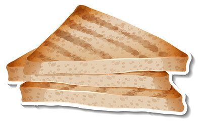 Sliced wheat breads sticker on white background
