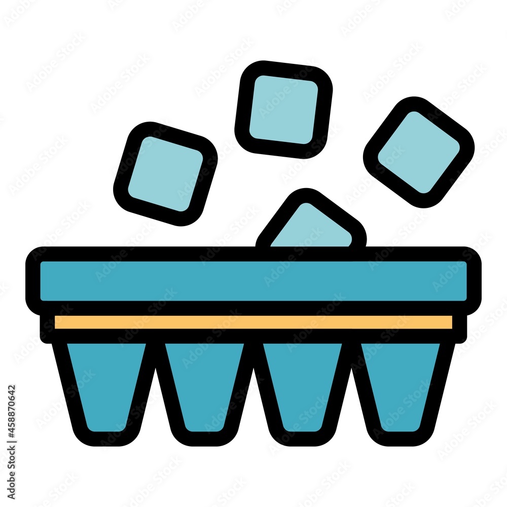 Poster ice from the refrigerator icon. outline ice from the refrigerator vector icon color flat isolated