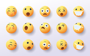 set of 3d emoji in various points of view