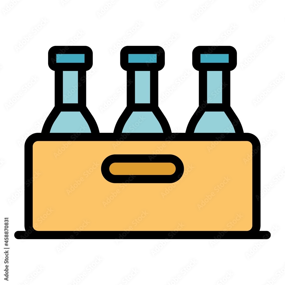 Poster bottle crate icon. outline bottle crate vector icon color flat isolated