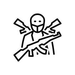 Black line icon for terrorism