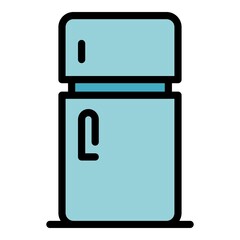 Fridge icon. Outline fridge vector icon color flat isolated