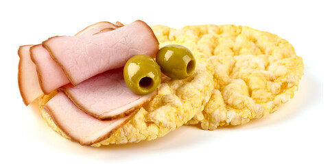 Smoked meat sandwich, isolated on white background.