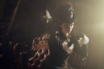 noblewoman in vintage room