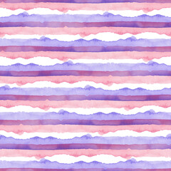 Abstract Pink Blue Stripes Watercolor Background.Line Seamless Pattern for Fabric Textile and Paper. Simple Hand Painted Stripe