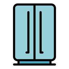 Double door fridge icon. Outline double door fridge vector icon color flat isolated
