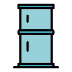 Two chamber refrigerator icon. Outline two chamber refrigerator vector icon color flat isolated