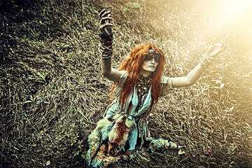 summoning spirits in a forest