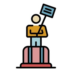 Man protest banner icon. Outline man protest banner vector icon color flat isolated