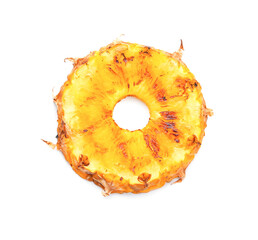 Grilled pineapple slice on white background