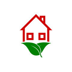 Green House or home icon, Eco home icon isolated on white background