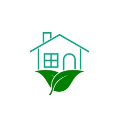Green House or home icon, Eco home icon isolated on white background