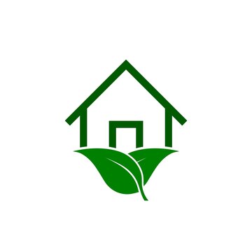 Green House or home icon, Eco home icon isolated on white background