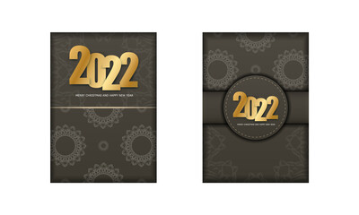 Holiday Flyer 2022 Merry Christmas Brown Color with Winter Light Pattern
