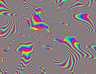 Hippie Trippy Psychedelic Rainbow Background LSD Colorful Wallpaper. Abstract Hypnotic Illusion. Hippie Retro Texture Glitch and Disco