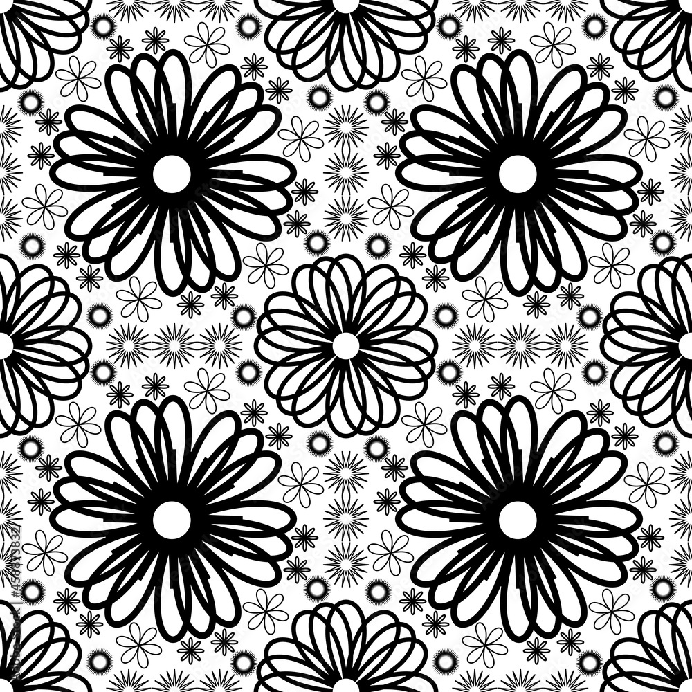 Poster simple abstract seamless floral pattern geometric pattern set vector illustration