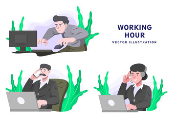 Working Hour - Activity Vector Illustration