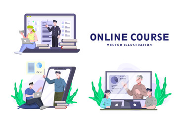 Online Course - Activity Vector Illustration