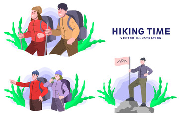 Hiking Time - Activity Vector Illustration