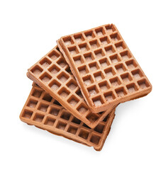 Delicious Chocolate Belgian Waffles on white background