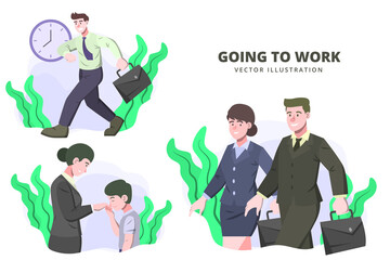 Going to work - Activity Vector Illustration